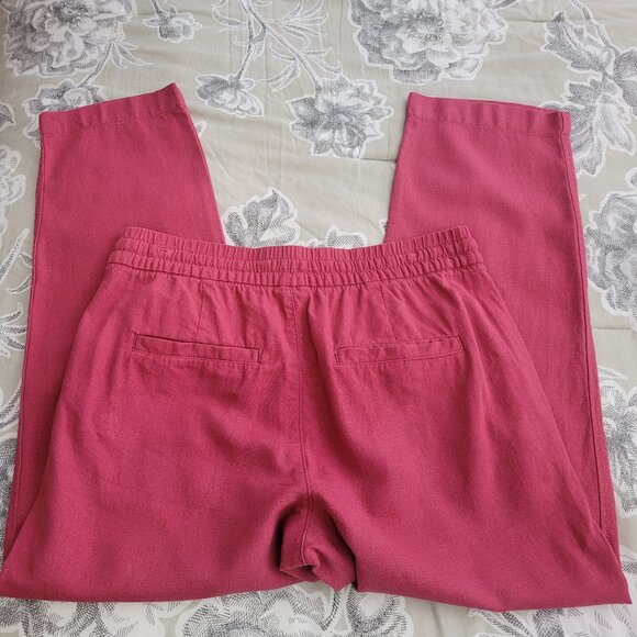 GAP Raspberry Easy Pant Linen Blend Drawstring Elastic Waist Small EUC - Picture 2 of 7